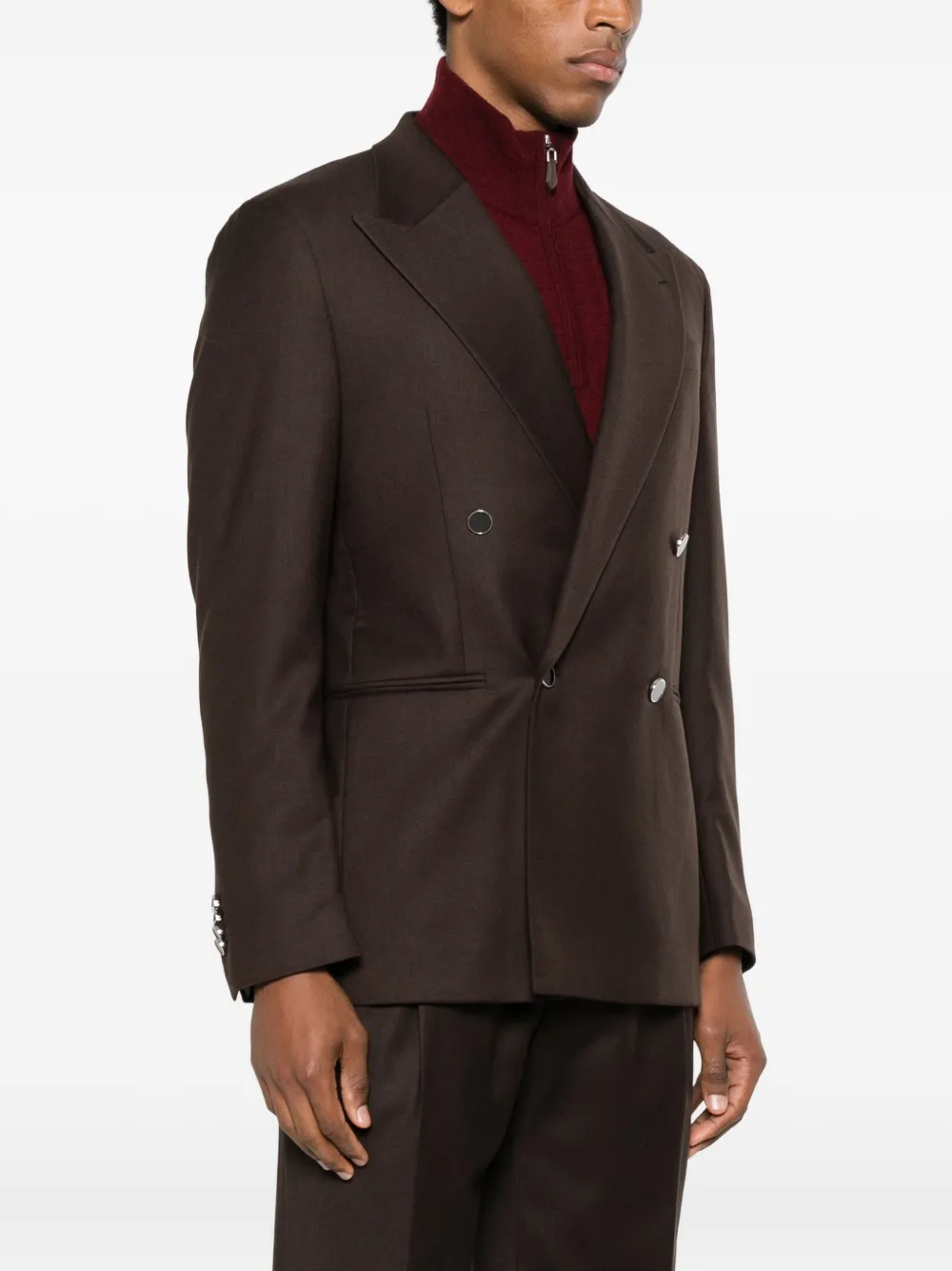 Manuel Ritz Double-breasted Blazer In Brown
