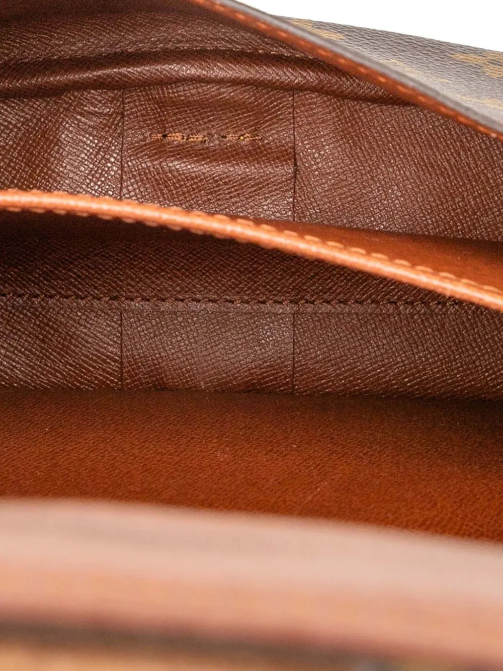 Pre-owned Louis Vuitton 1990 Monogram Cartouchiere Mm Crossbody Bag In Brown