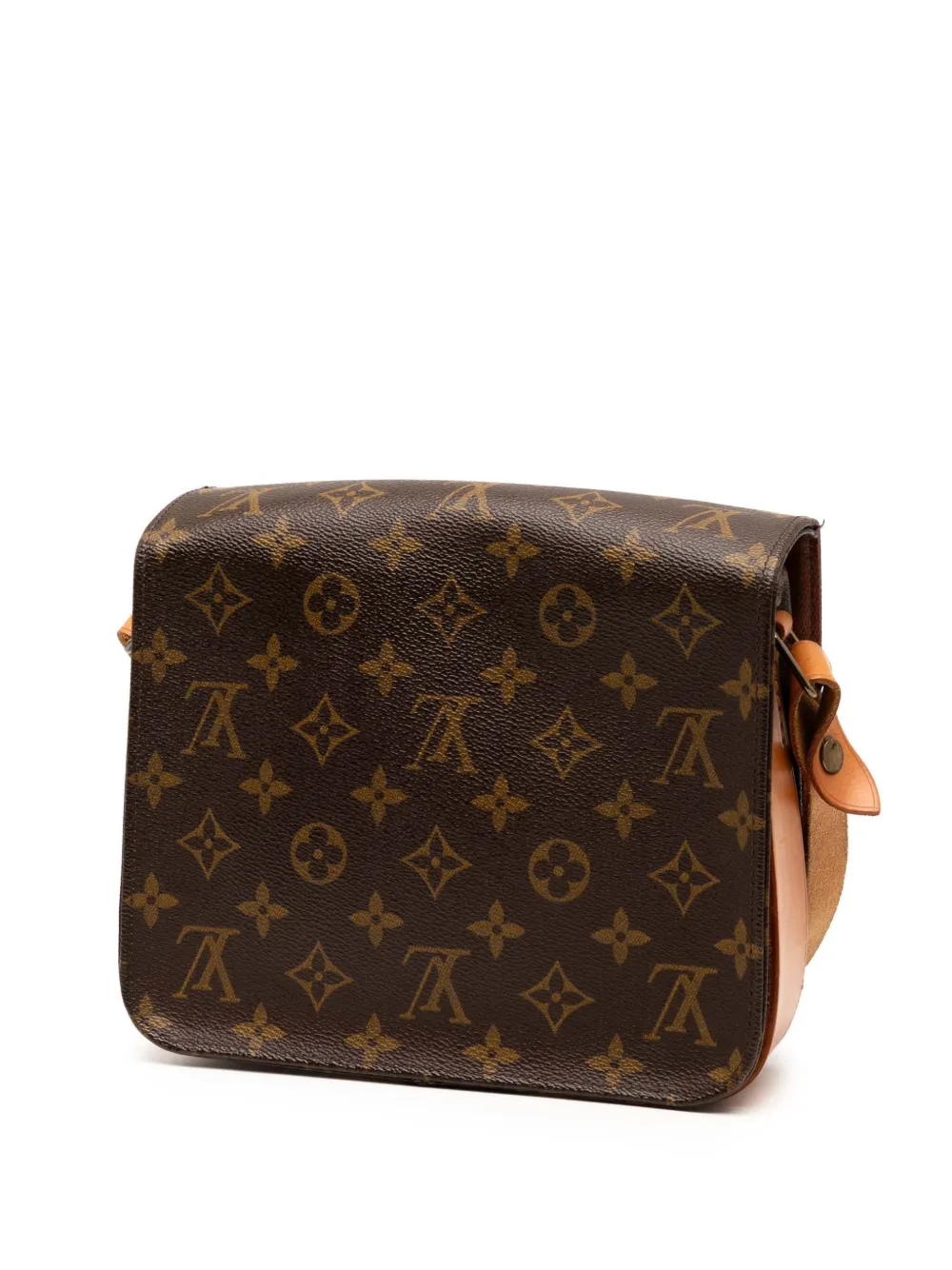Pre-owned Louis Vuitton 1990 Monogram Cartouchiere Mm Crossbody Bag In Brown