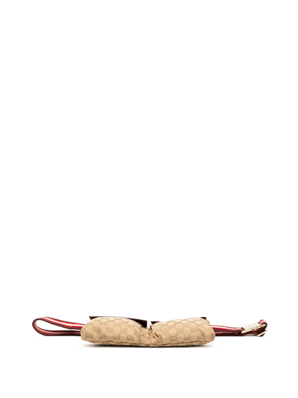 Pre-owned Gucci 2000-2015 Gg Canvas Web Double Pocket Belt Bag In Brown