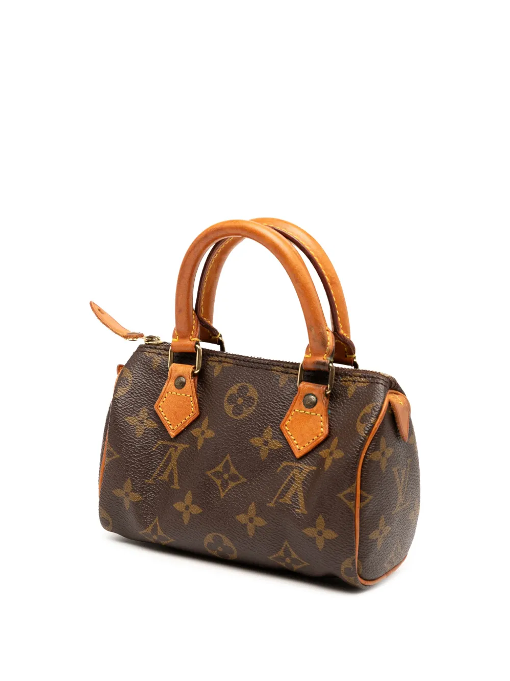 Pre-owned Louis Vuitton 1995 Monogram Nano Speedy Bandouliere Satchel In Brown