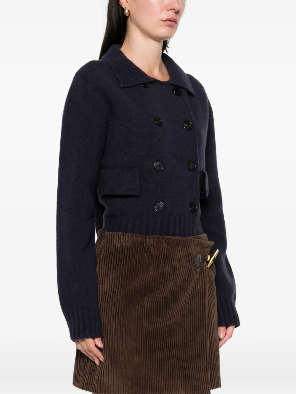 Jucca Double-breasted Pocket Cardigan In Blue