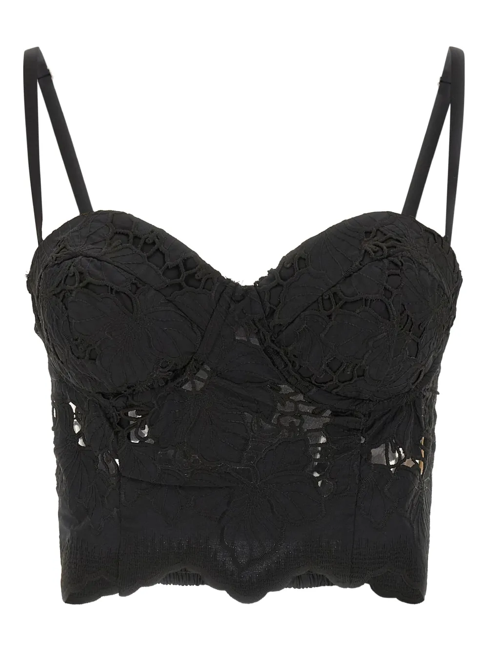 L'Agence Sonya フローラルレース トップ - ブラック