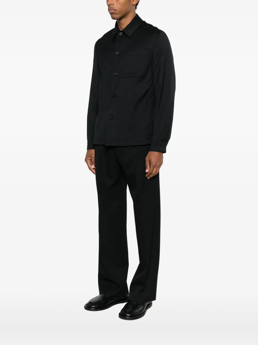 Manuel Ritz Patch-pocket Overshirt In Black