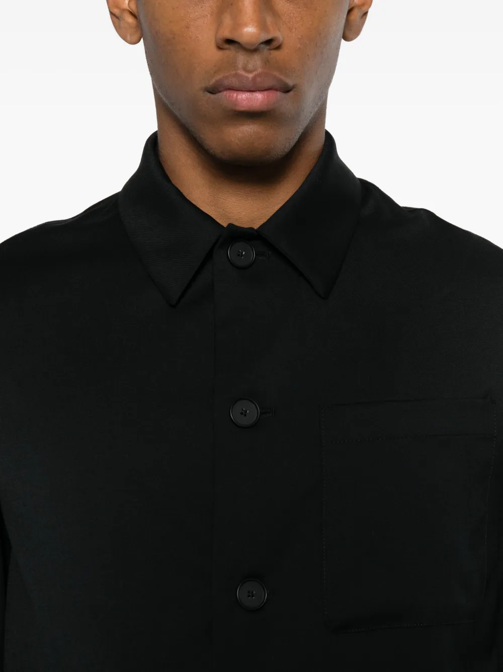 Manuel Ritz Patch-pocket Overshirt In Black