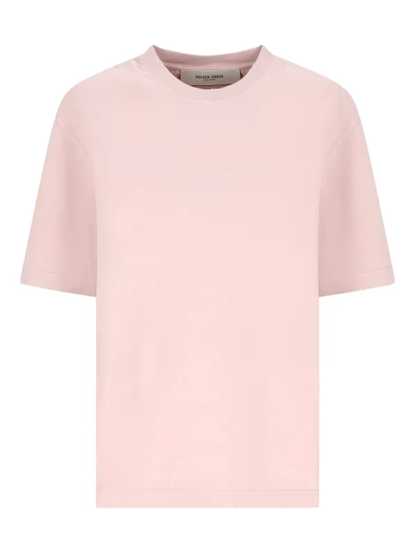 Golden Goose T-shirt in Washed Black with Reverse Logo on the Back - Jersey Capsule in Pink