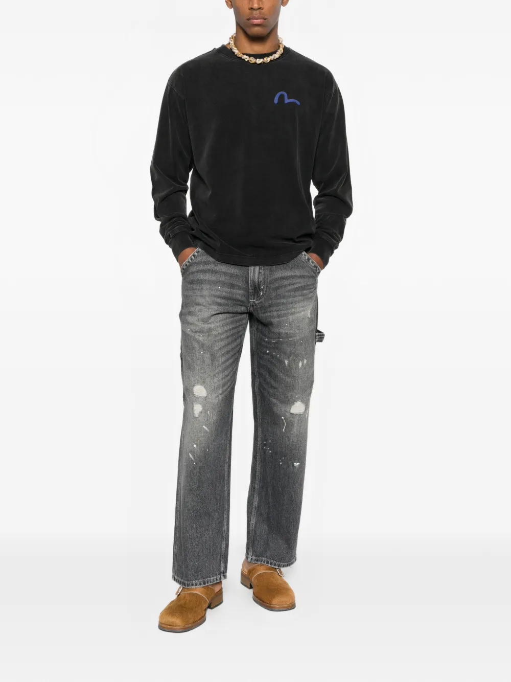 EVISU logo crew-neck sweater - Zwart