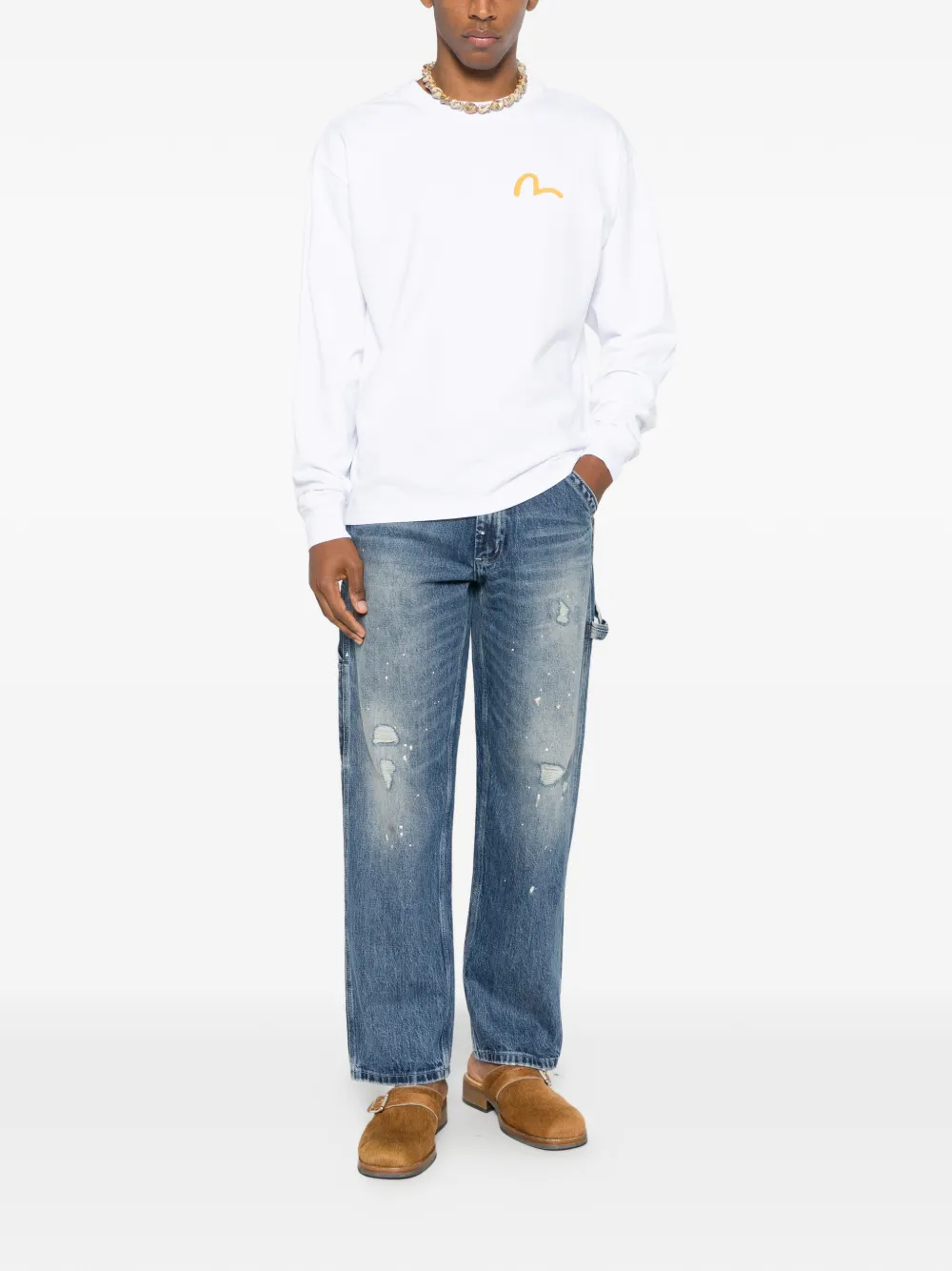 EVISU crew-neck logo sweater - Wit