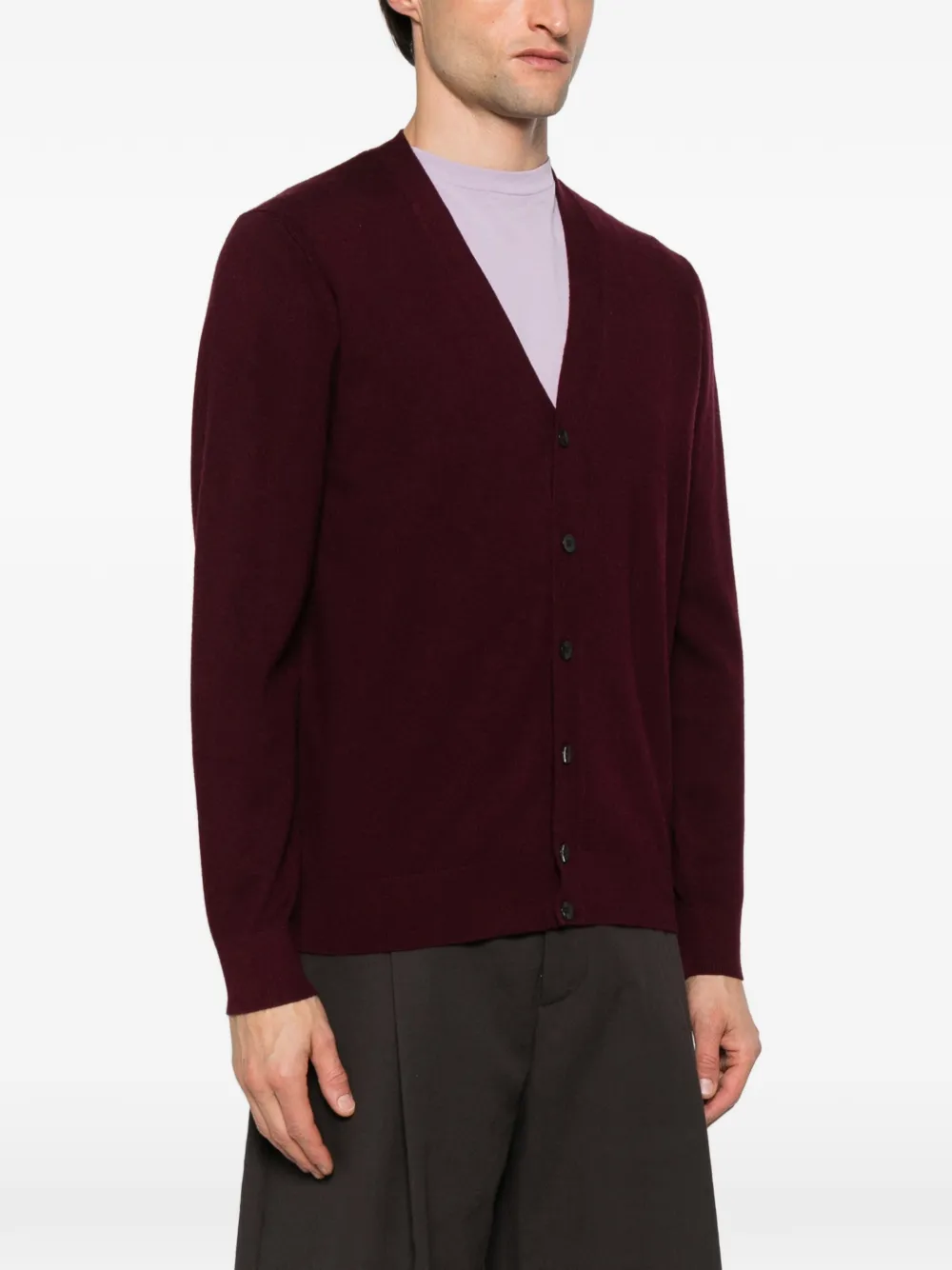 Diktat V-neck Buttoned Cardigan In Burgundy