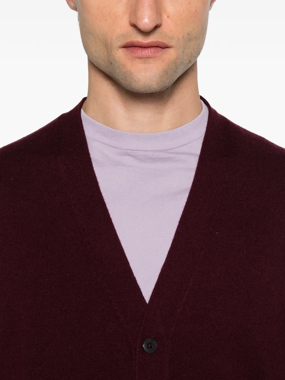 Diktat V-neck Buttoned Cardigan In Burgundy