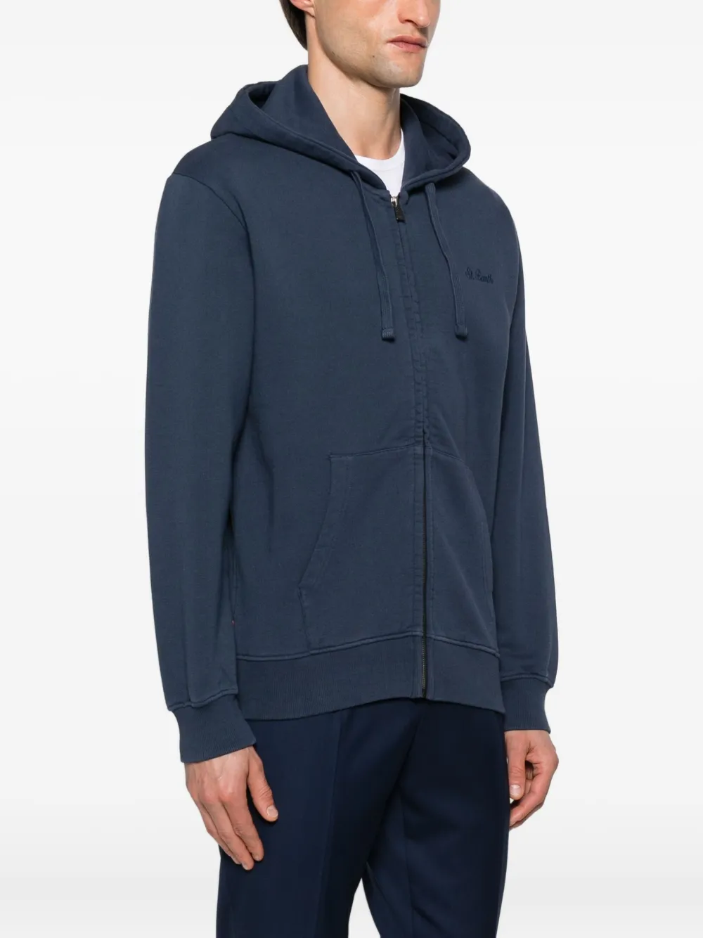 Mc2 Saint Barth Zip Hooded Mercer Light Sweater In Blue