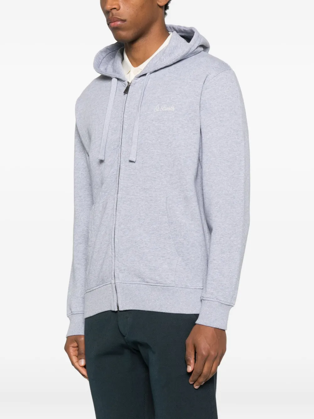 Mc2 Saint Barth Zip Hooded Mercer Light Knitwear In Gray