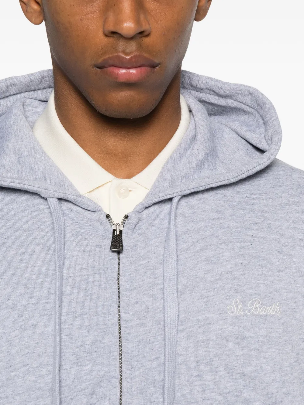 Mc2 Saint Barth Zip Hooded Mercer Light Knitwear In Gray