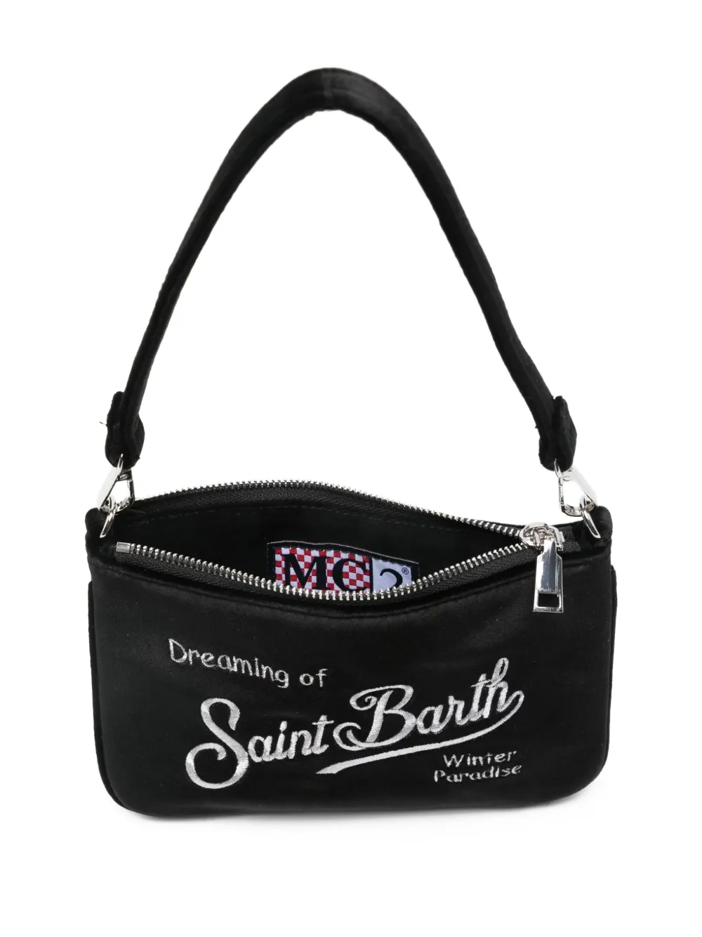 Mc2 Saint Barth Parisenne Embroidered Mini Tote Bag In Black