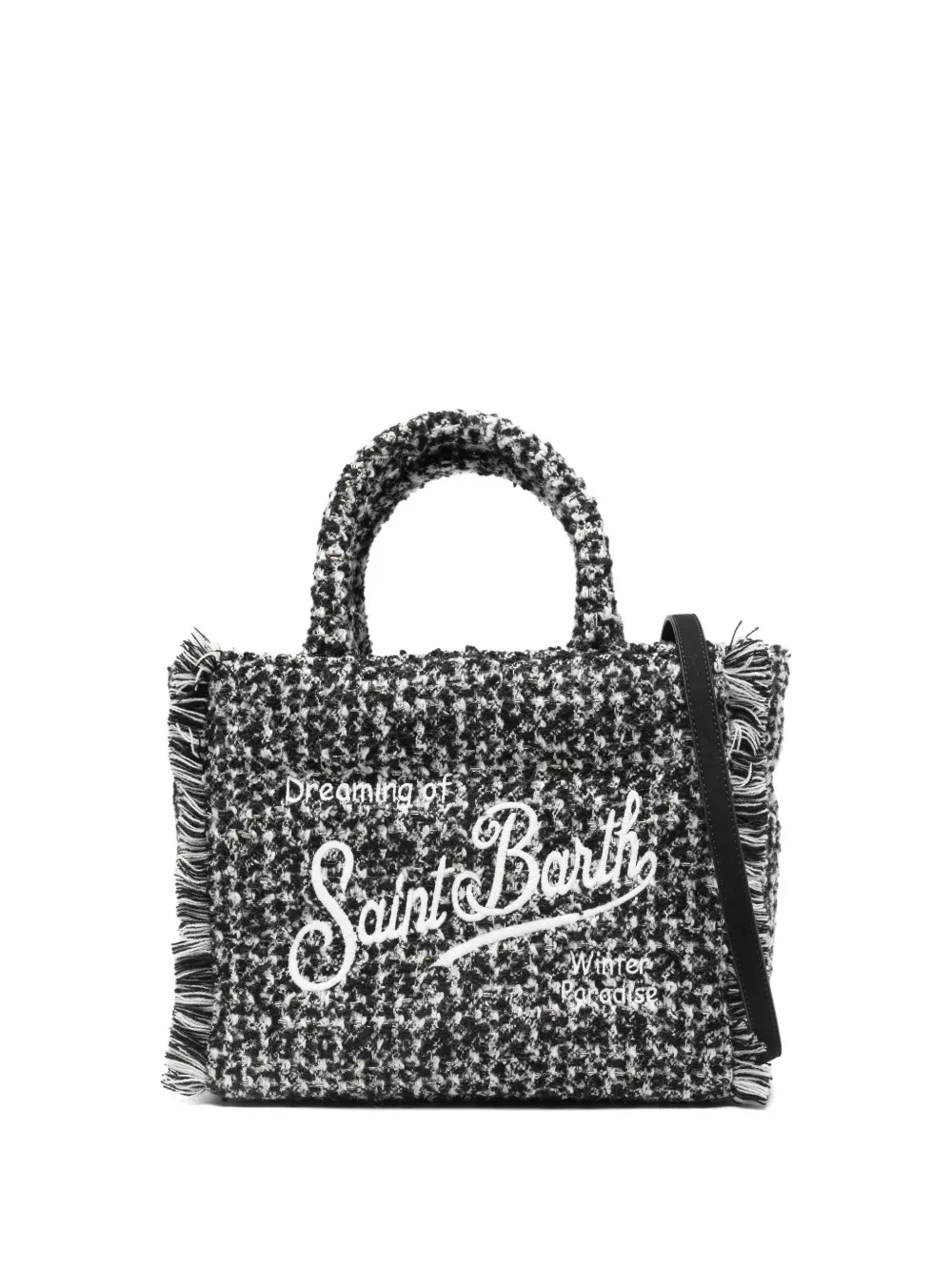 MC2 Saint Barth Colette tweed fringed-detail tote bag | Black | Image 1