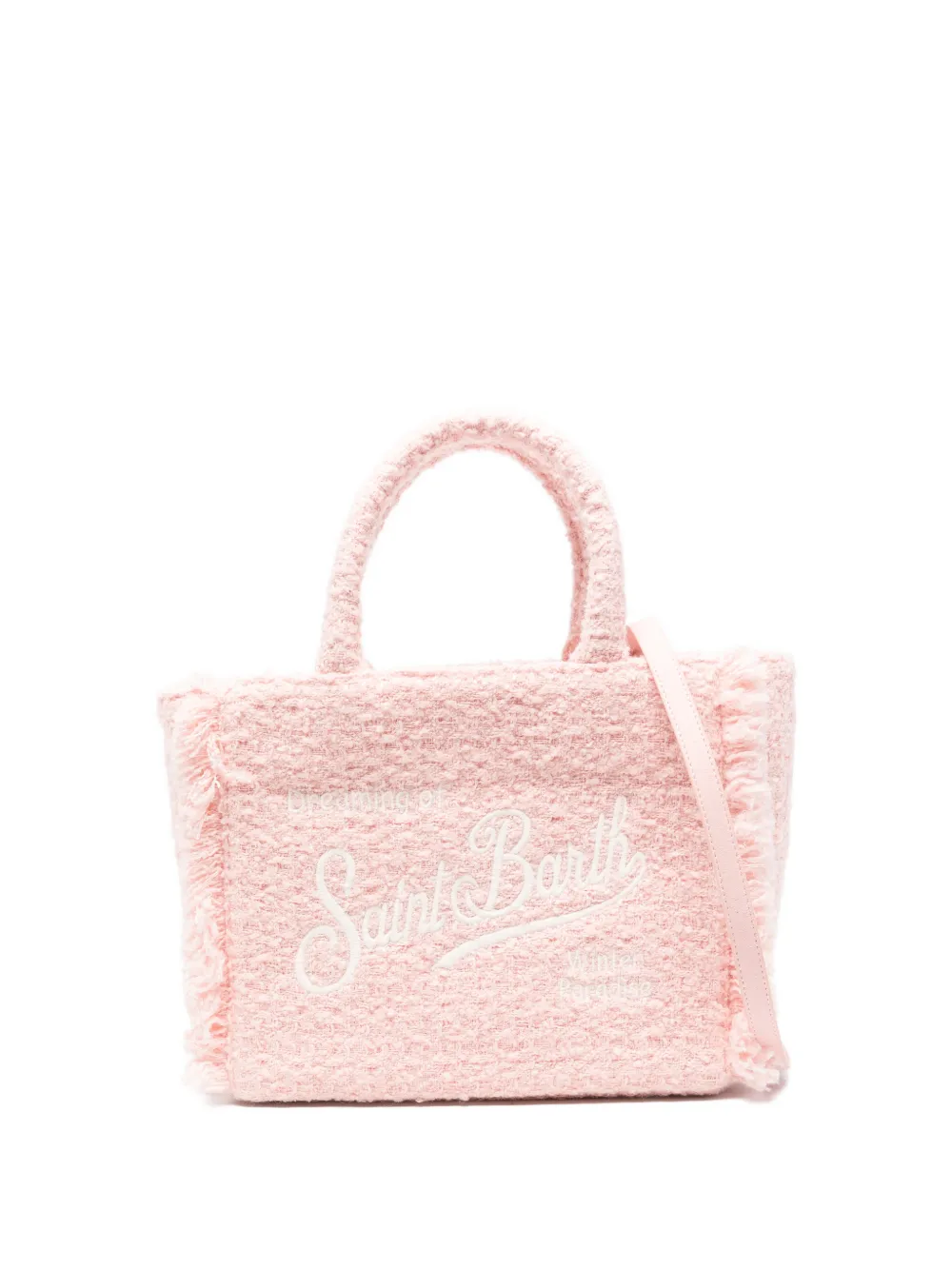 MC2 Saint Barth medium Collete tweed fringed embroidered tote bag | Pink | Image 1