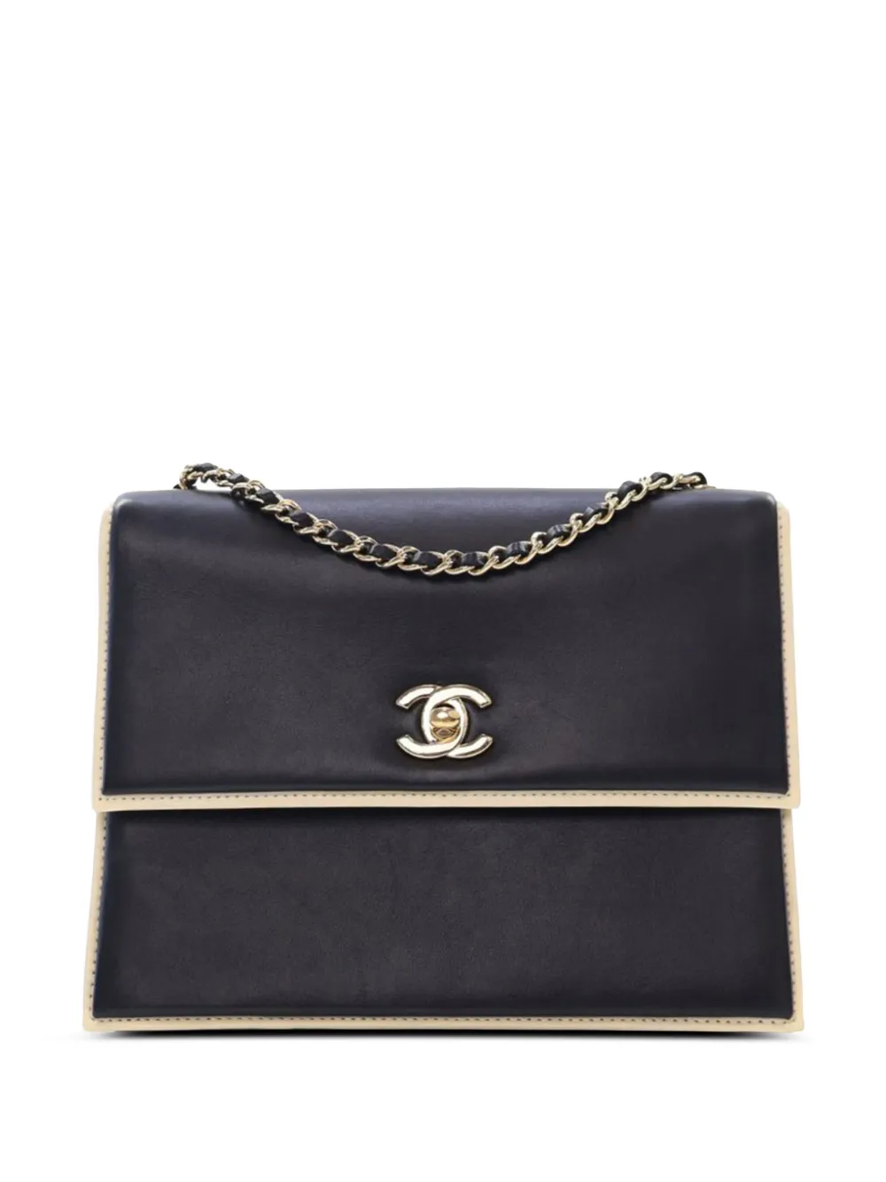 CHANEL Pre-Owned 2017-2018 ココマーク バイカラー カーフスキン スクエア フレーム フラップ ショルダーバッグ CHANEL Pre-Owned 2017-2018 ココマーク バイカラー カーフスキン スクエア フレーム フラップ ショルダーバッグ