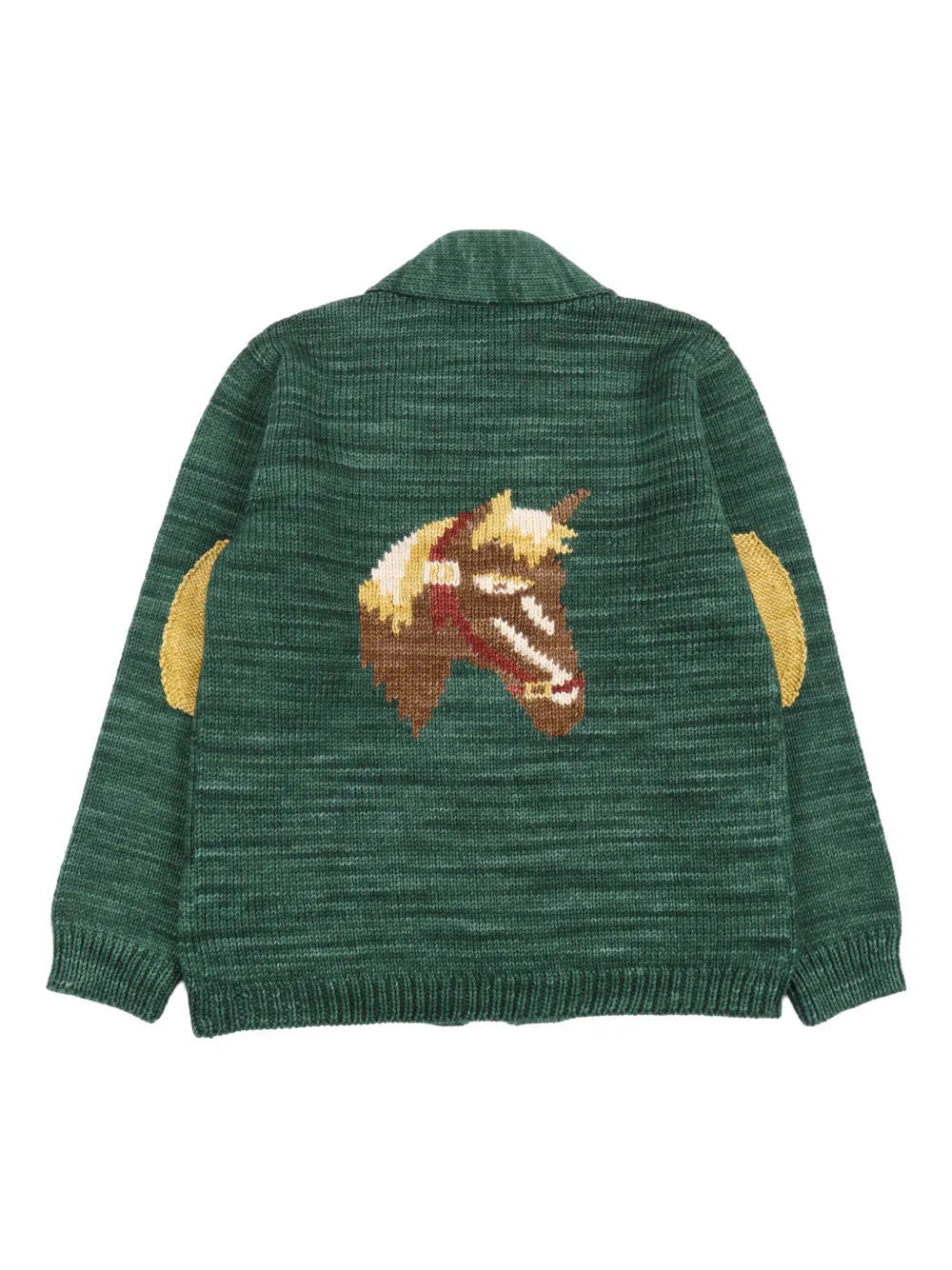 Misha And Puff Shawl-collar Intarsia Cardigan In Green