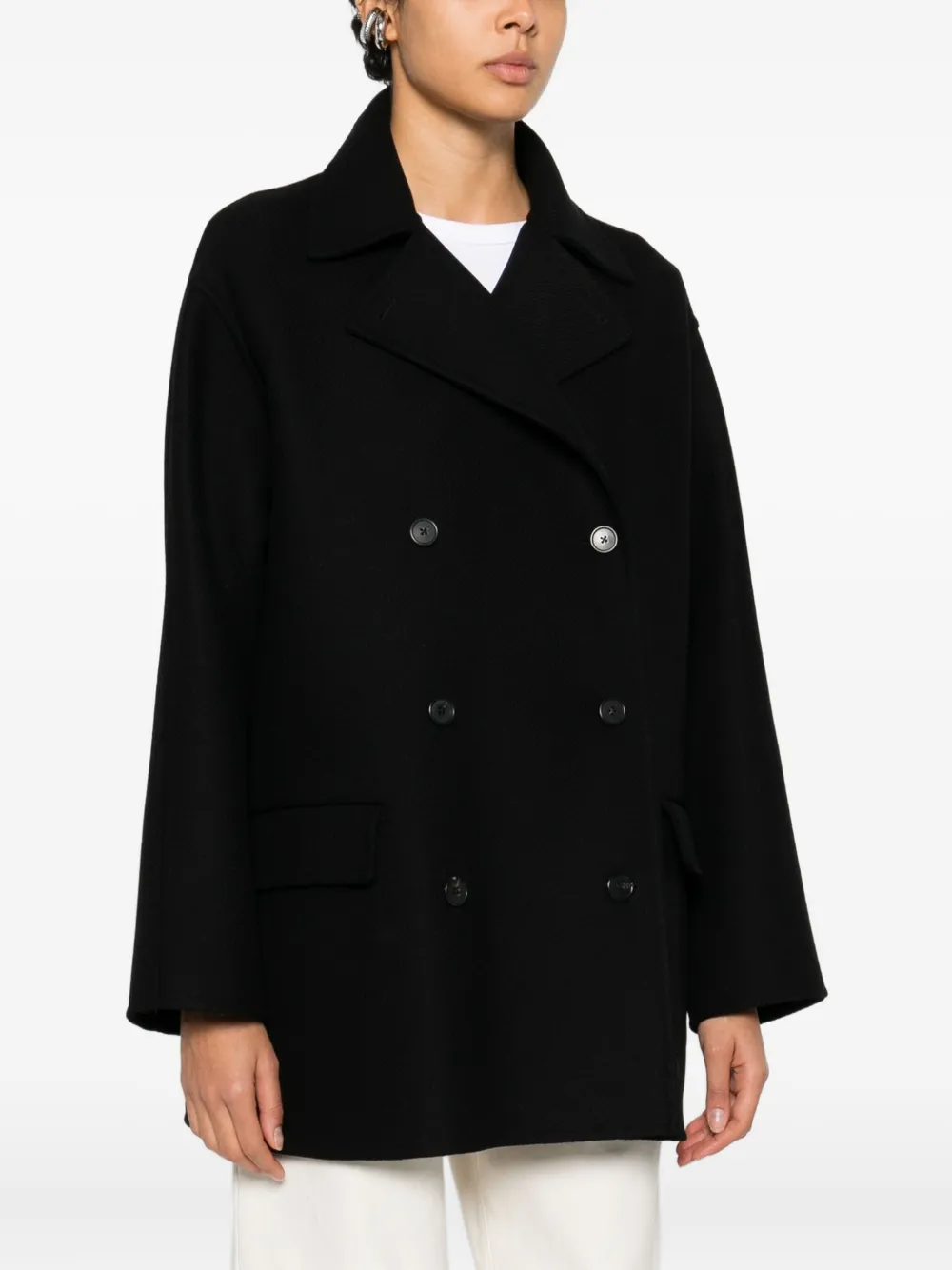 The Row Azuron Double-breasted Coat In Black