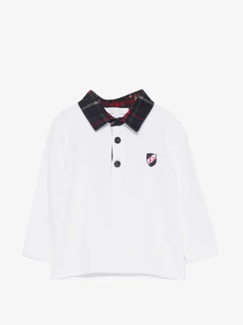 Patachou plaid-collar polo shirt