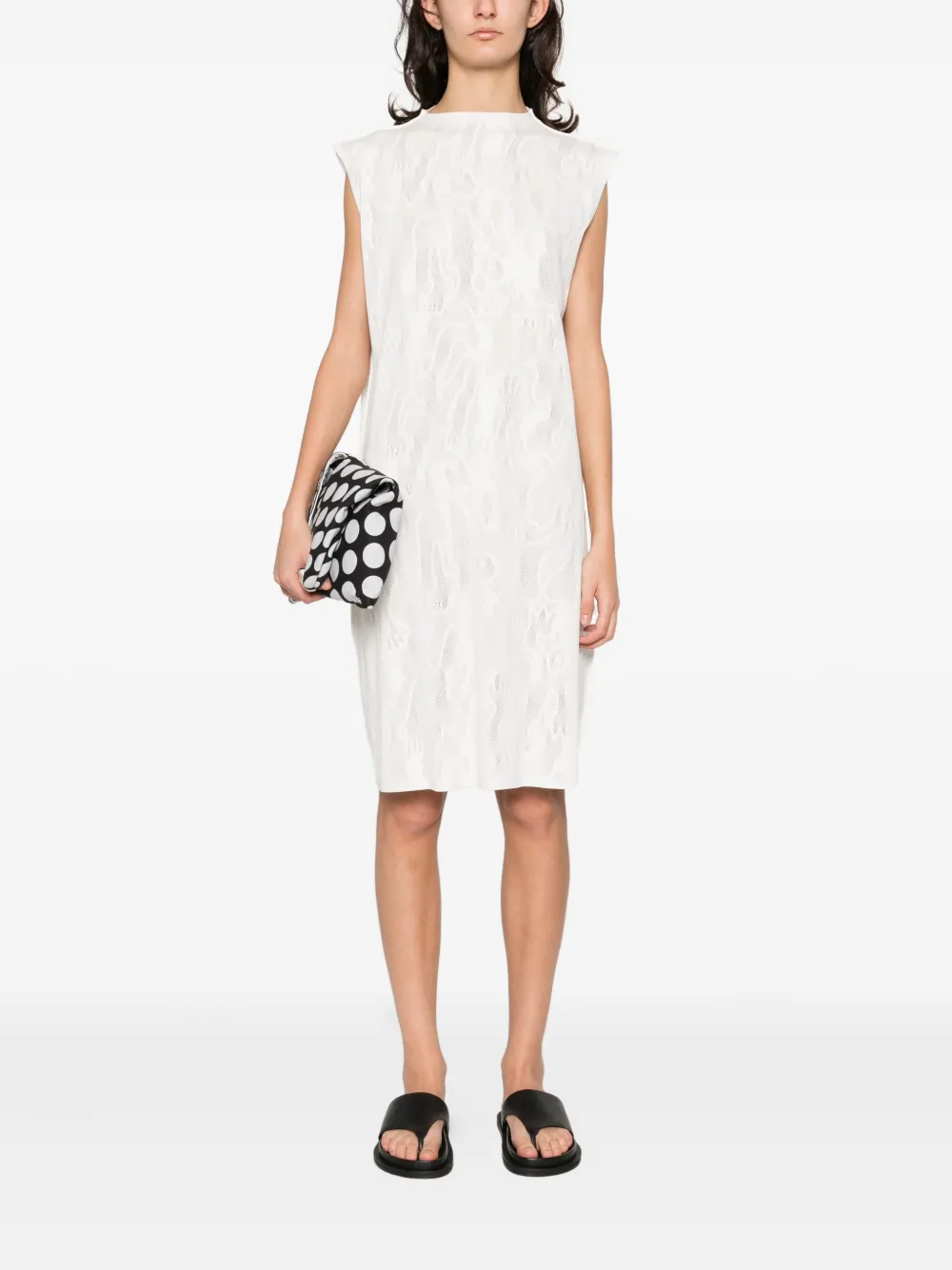 Pleats Please Issey Miyake Mouwloze midi-jurk - Wit