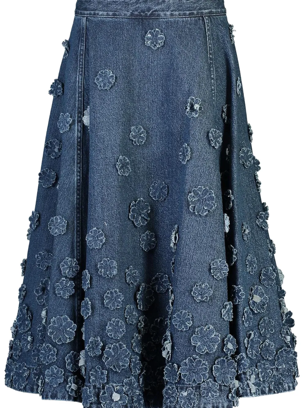 Michael Kors Floral Denim Midi Skirt In Blue
