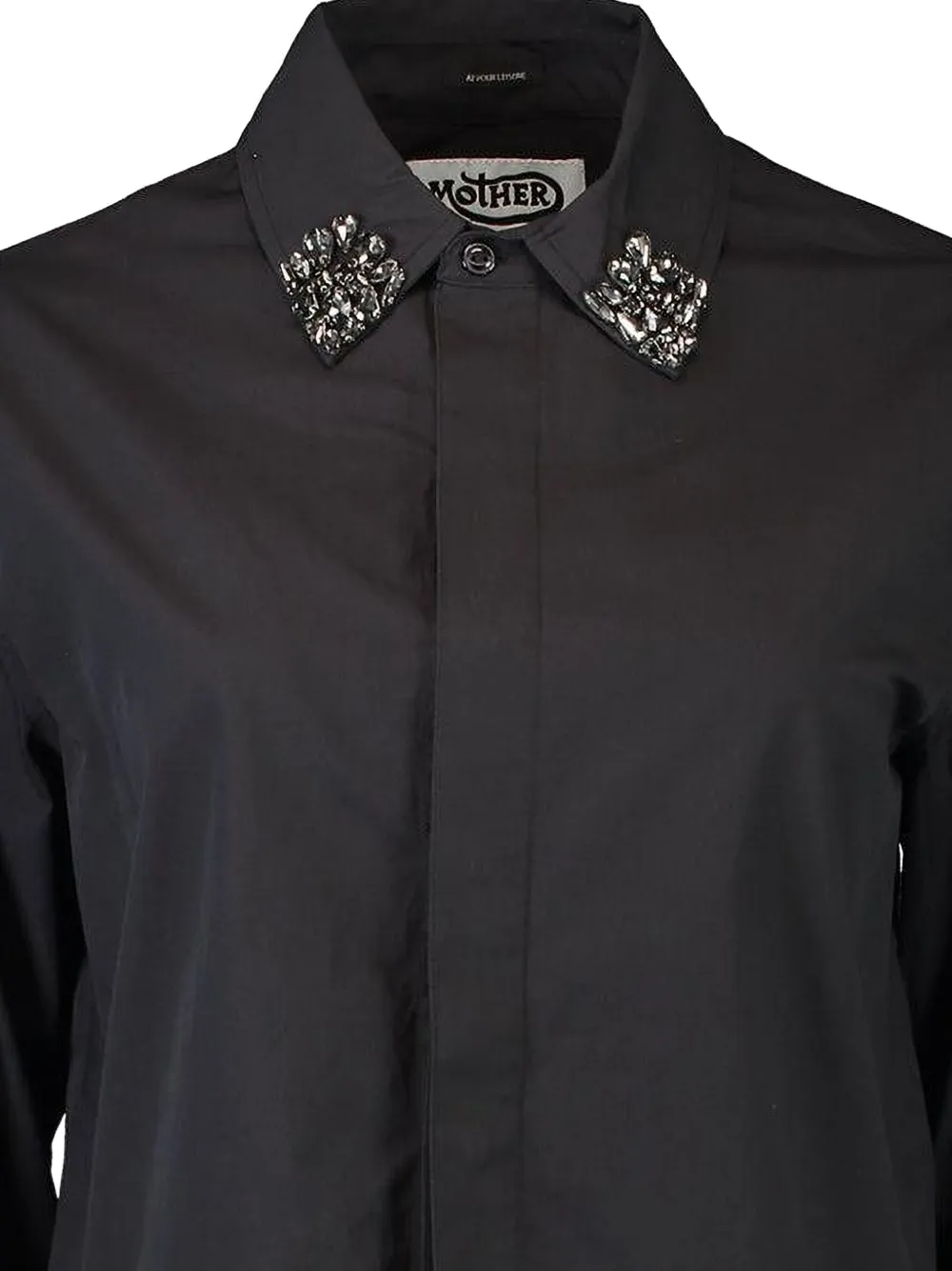 MOTHER embellished-collar shirt - Zwart