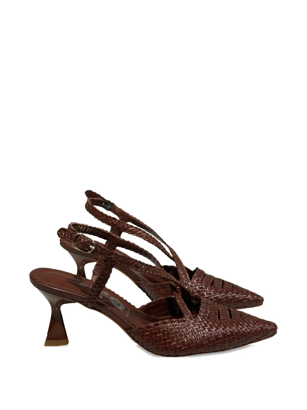 LA ROSE Moritz geweven slingback pumps Bruin