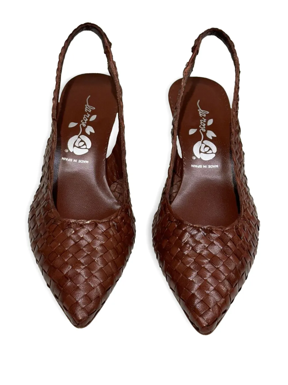 LA ROSE Carol geweven slingback pumps Bruin