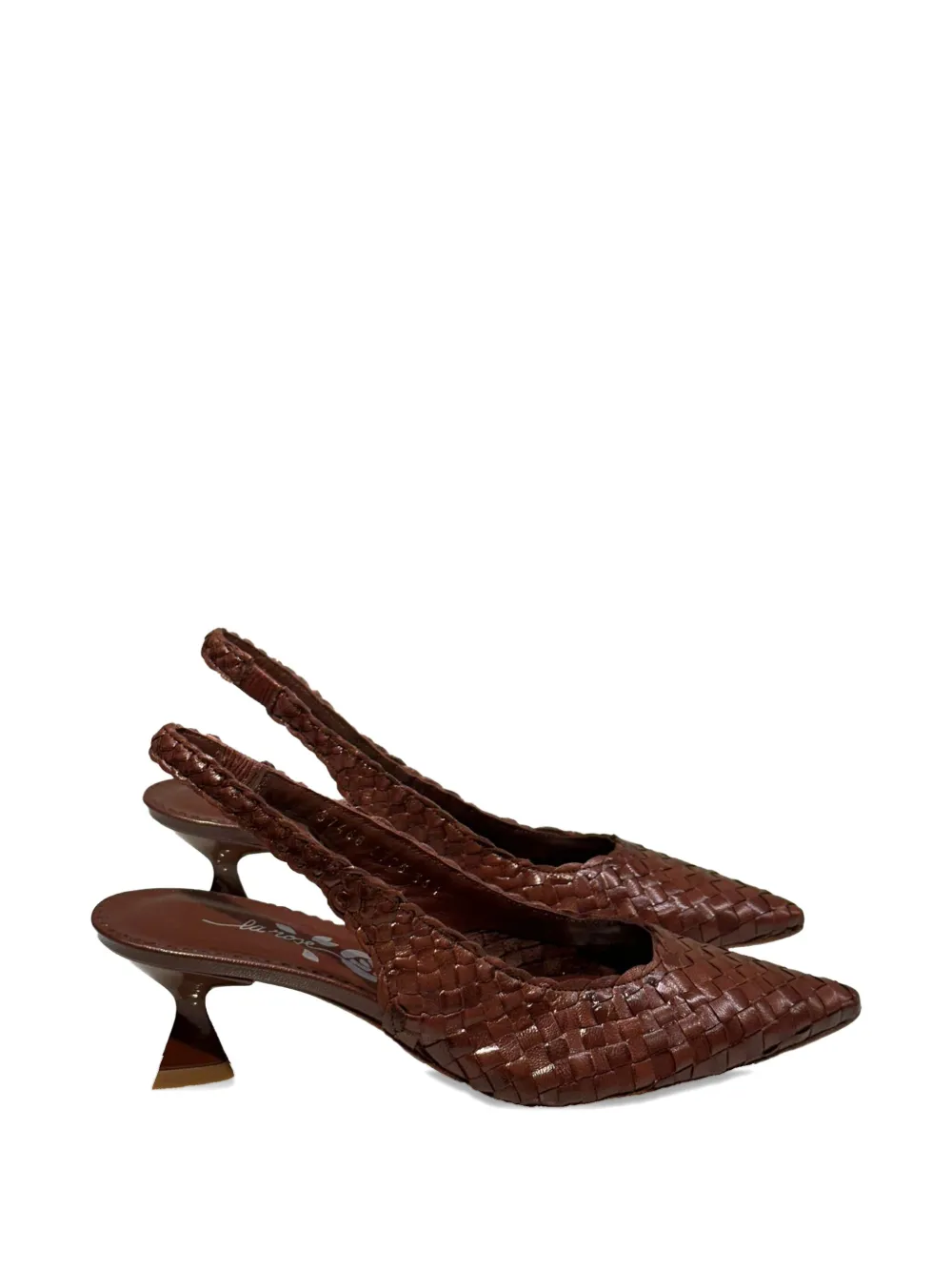 LA ROSE Carol geweven slingback pumps Bruin