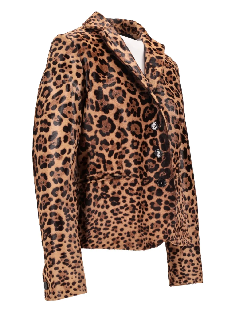  La-rose Leopard-print Leather Jacket - Brown 