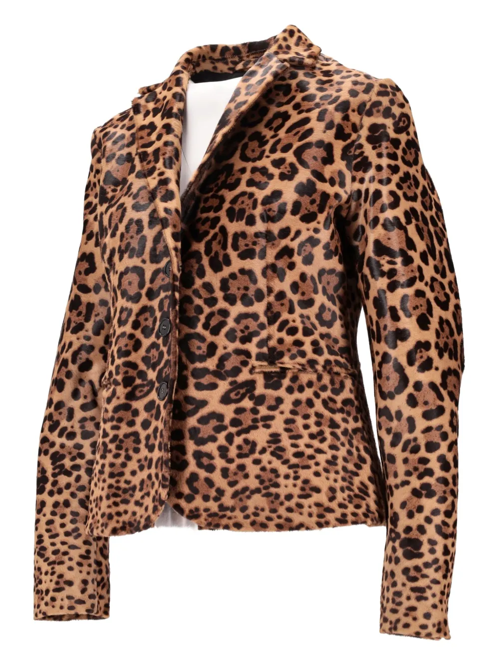  La-rose Leopard-print Leather Jacket - Brown 