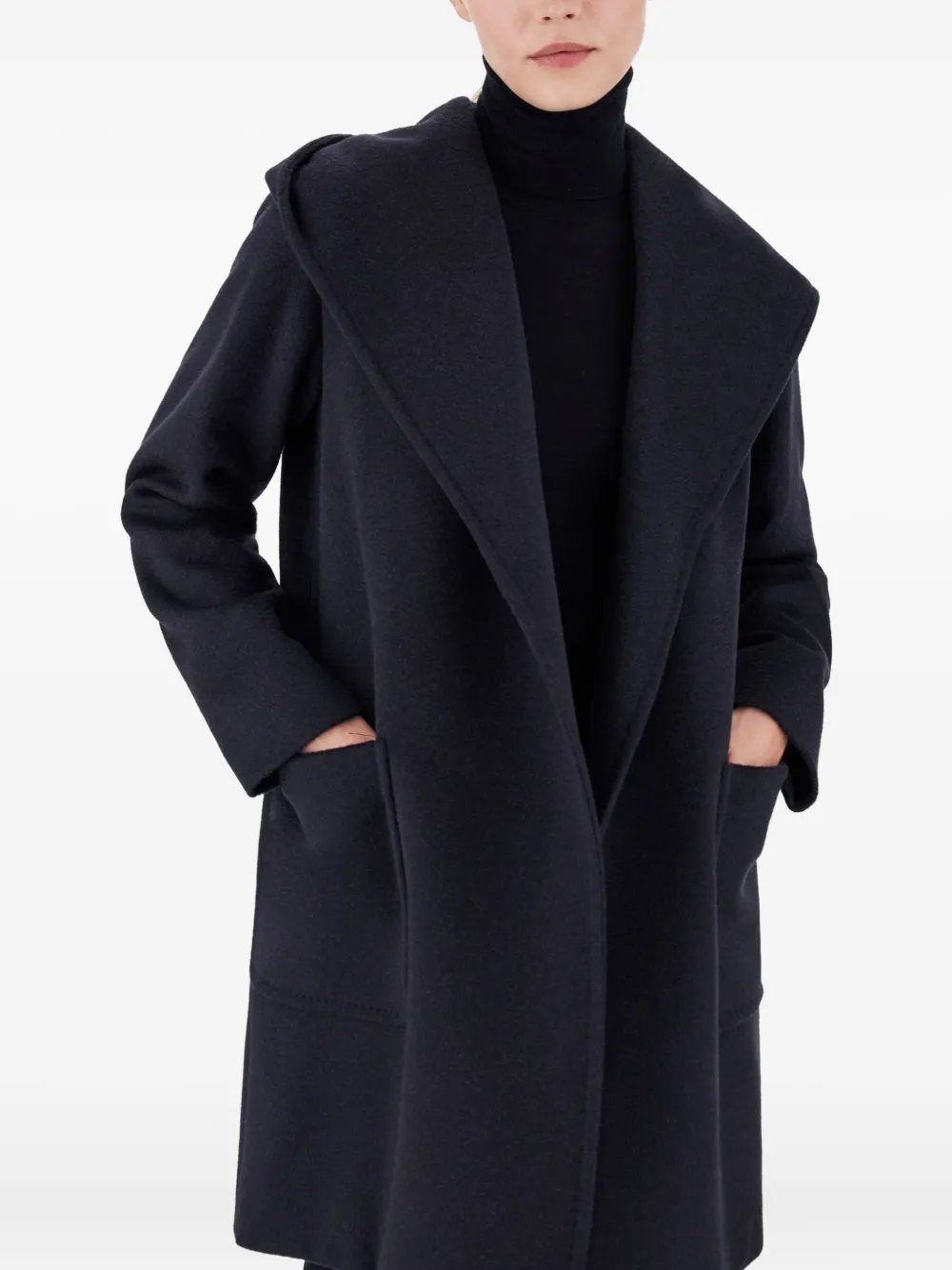 Max Mara Rialto Hooded Belted Coat In Black