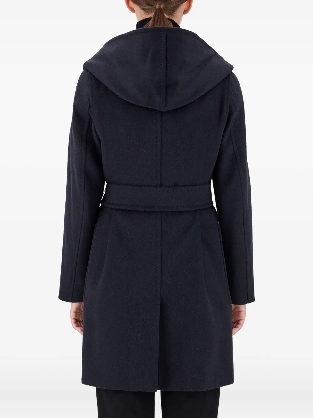 Max Mara Rialto Hooded Belted Coat In Black