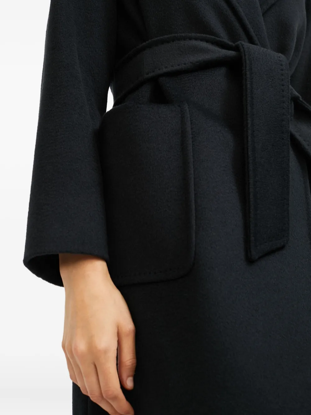 Max Mara Rialto Hooded Belted Coat In Black