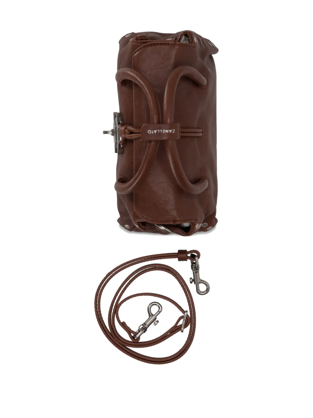 Zanellato studded leather shoulder bag - Bruin