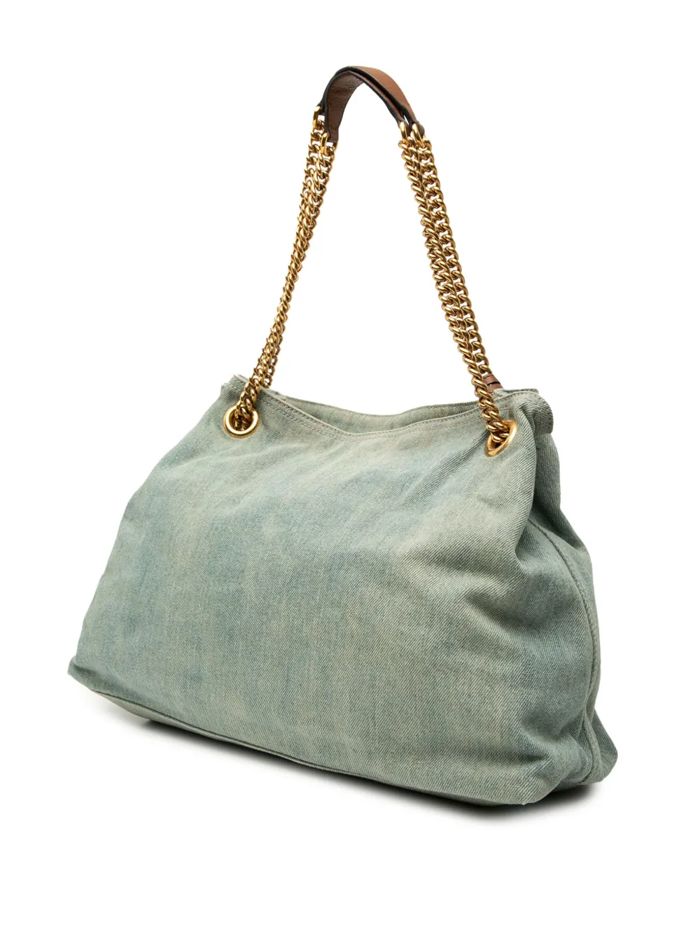 Pre-owned Gucci 2000-2015 Medium Denim Soho Chain Tote Bag In Blue