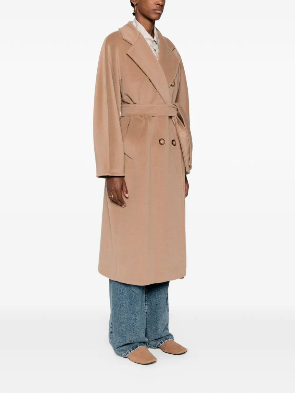 Max Mara Madame 101801 jas met dubbele rij knopen en ceintuur Beige