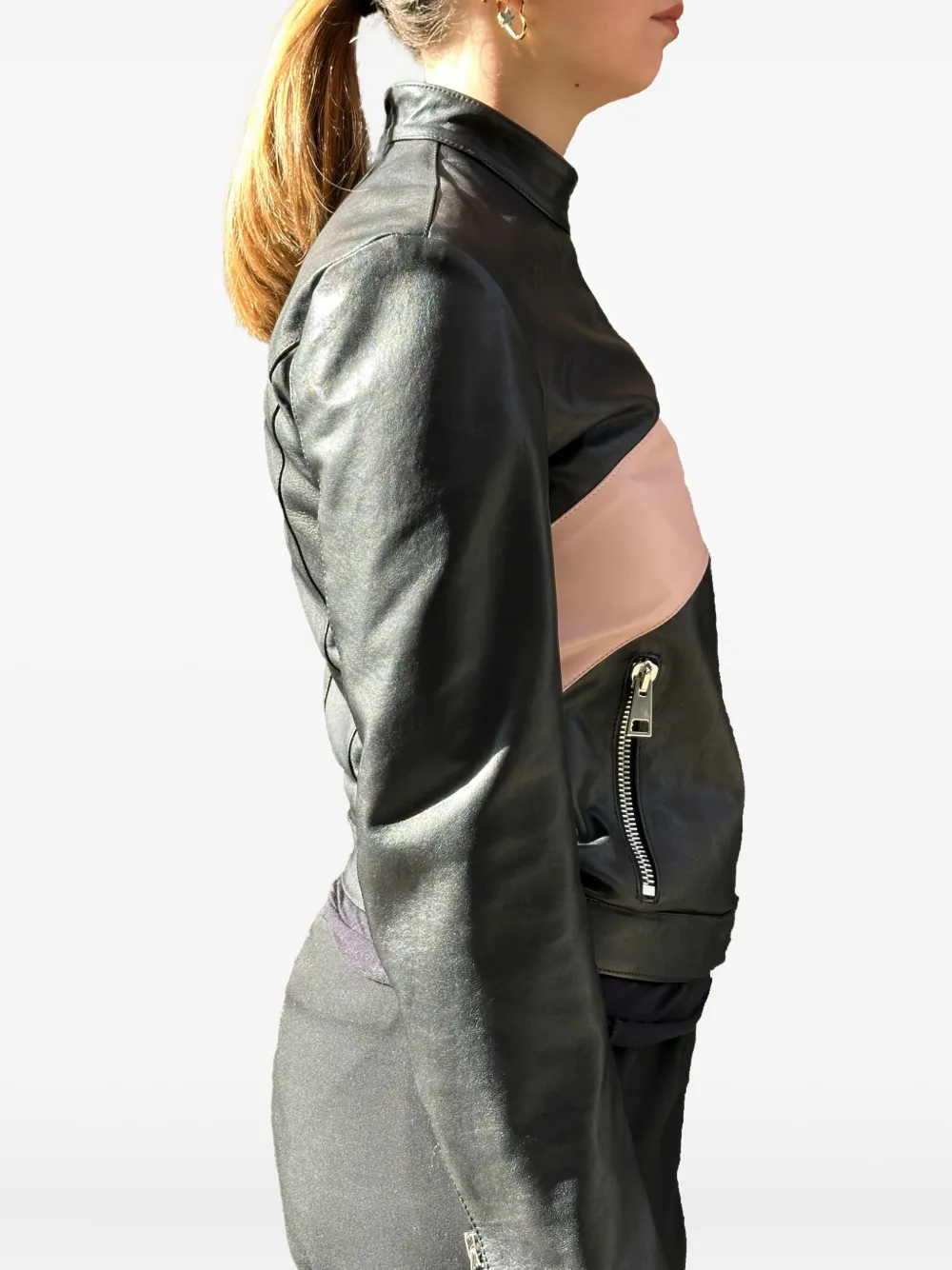 La Rose Zip Leather Jacket In Black