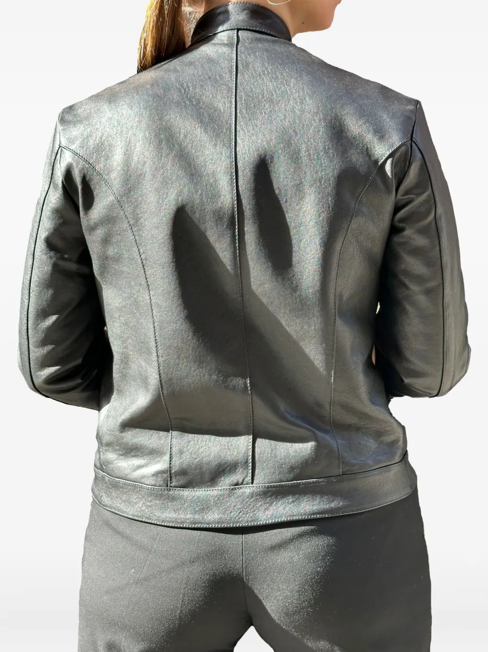 La Rose Zip Leather Jacket In Black