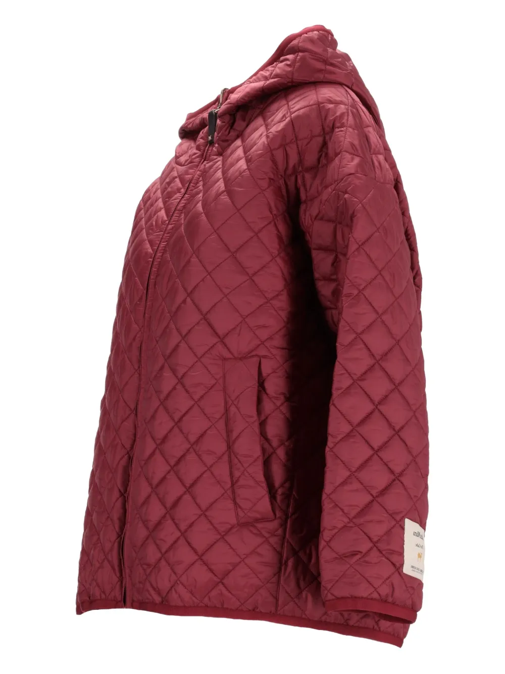 Max Mara Quilted-hooded Jacket In Red