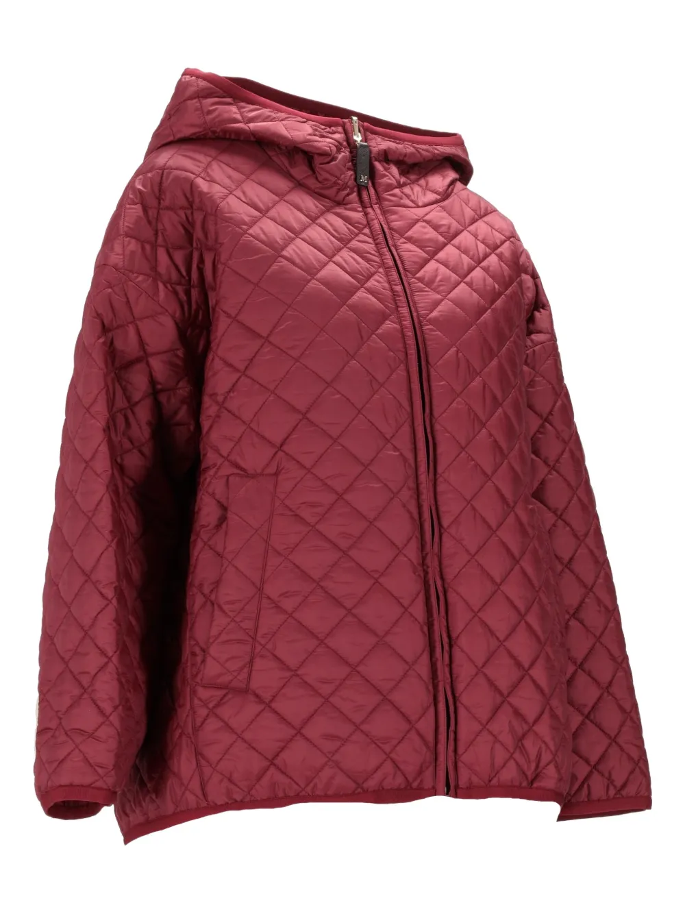 Max Mara Quilted-hooded Jacket In Red