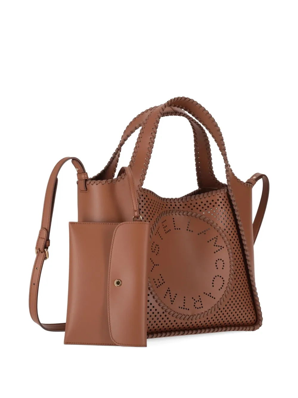 Stella Mccartney Perforated Logo-detail Cross Body Bag In Brown