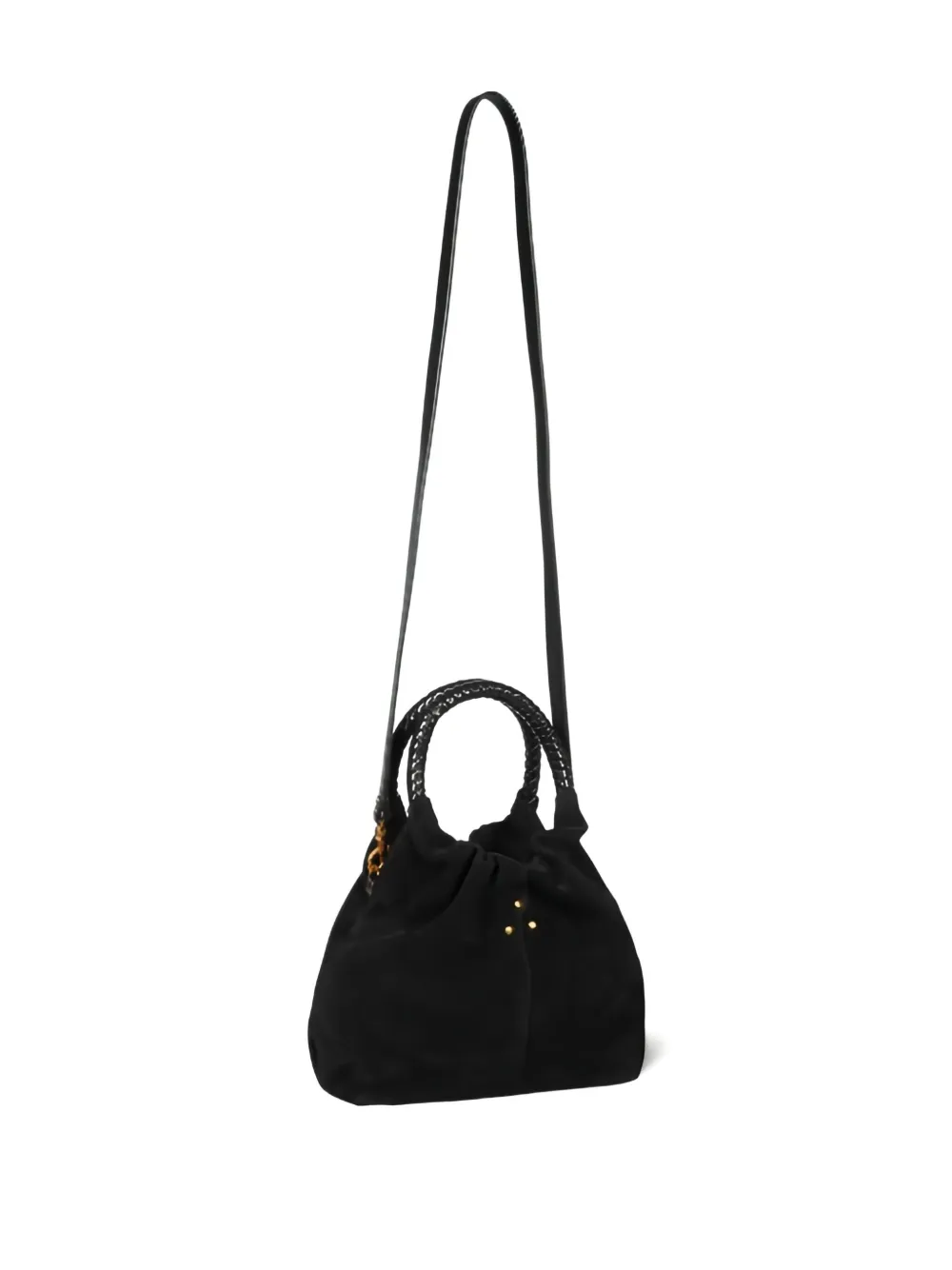 Jérôme Dreyfuss Gordi S Suede Shoulder Bag With Braided Handle In Black