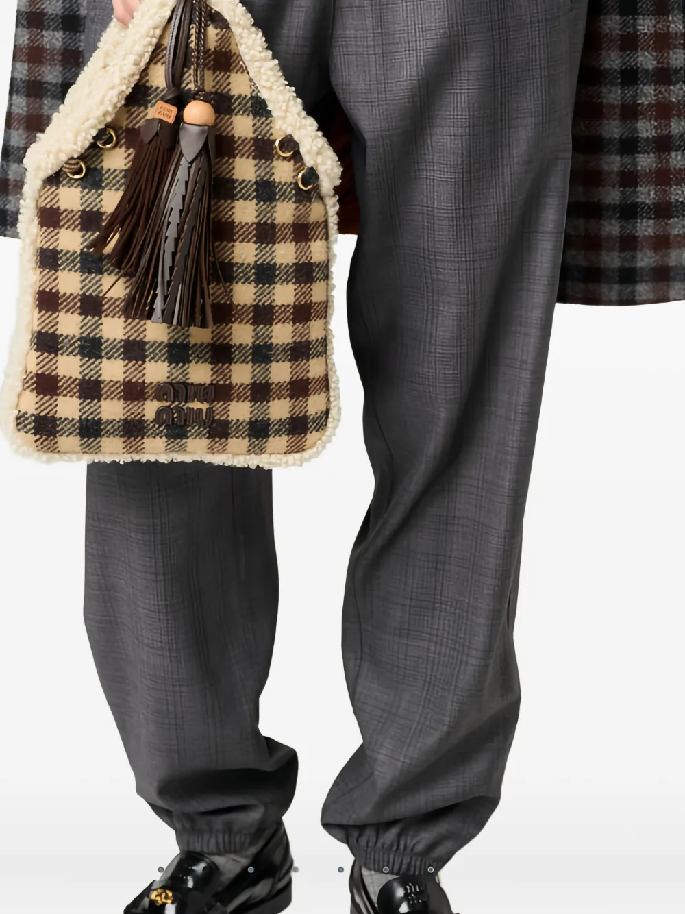 Miu Miu checked -pattern shoulder bag - Beige