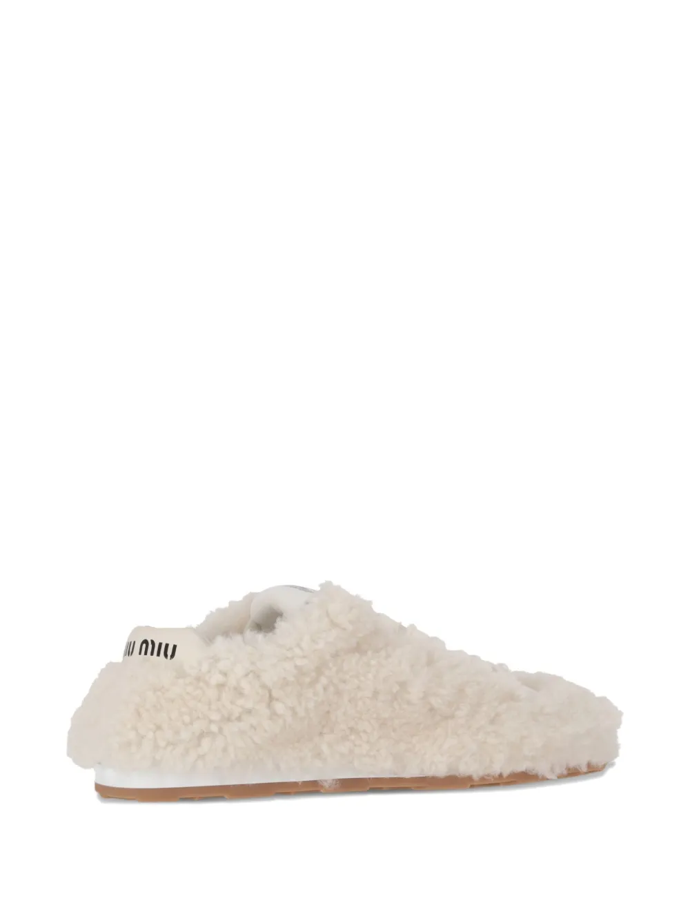 Miu shearling lace-up sneakers Beige