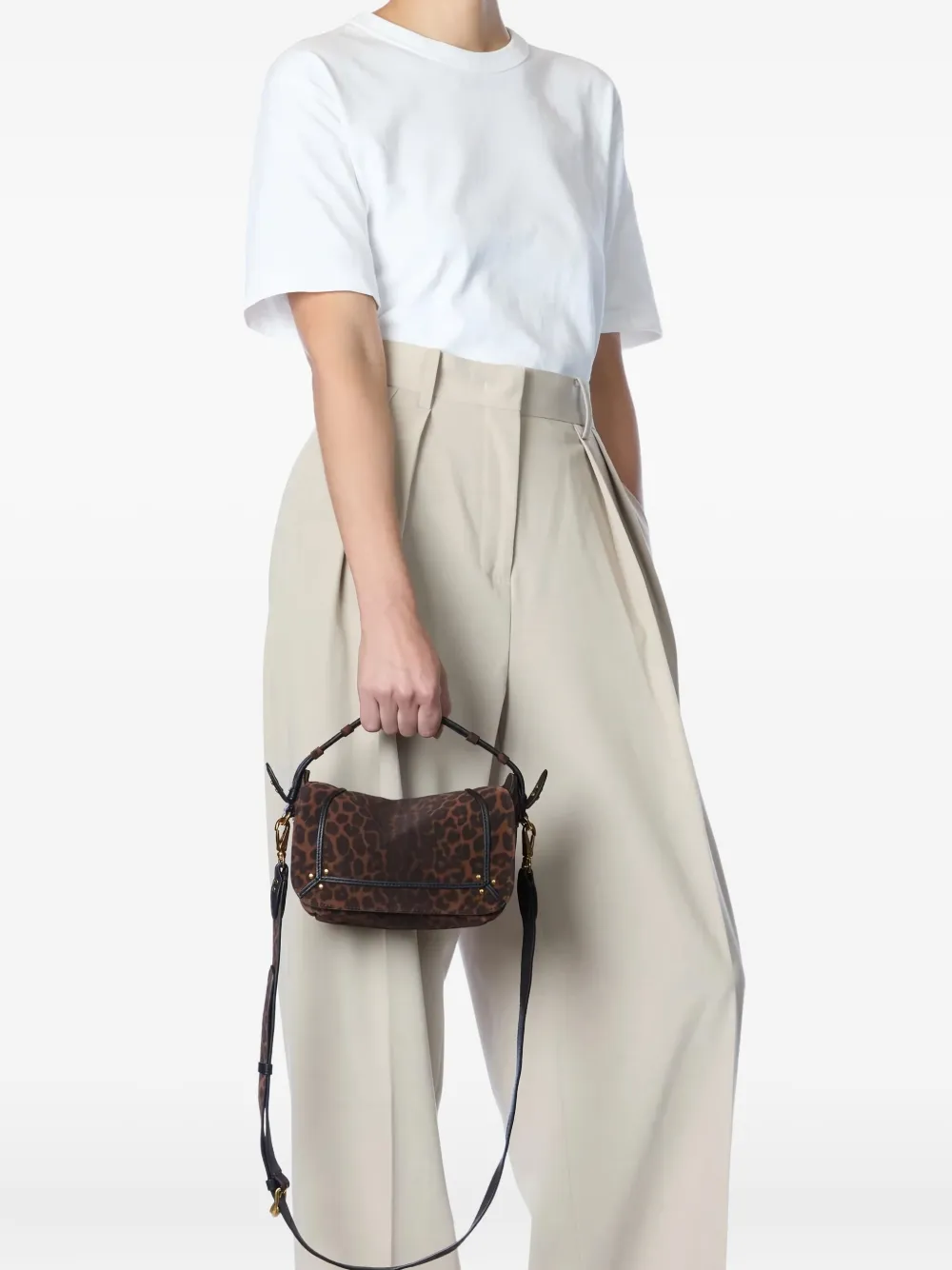 Jérôme Dreyfuss S Pepito leopard-print shoulder bag - Bruin