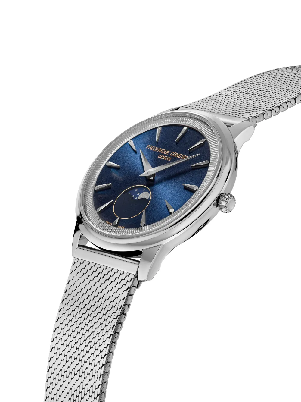 Frederique Constant Moneta Moonphase 18mm In Silver