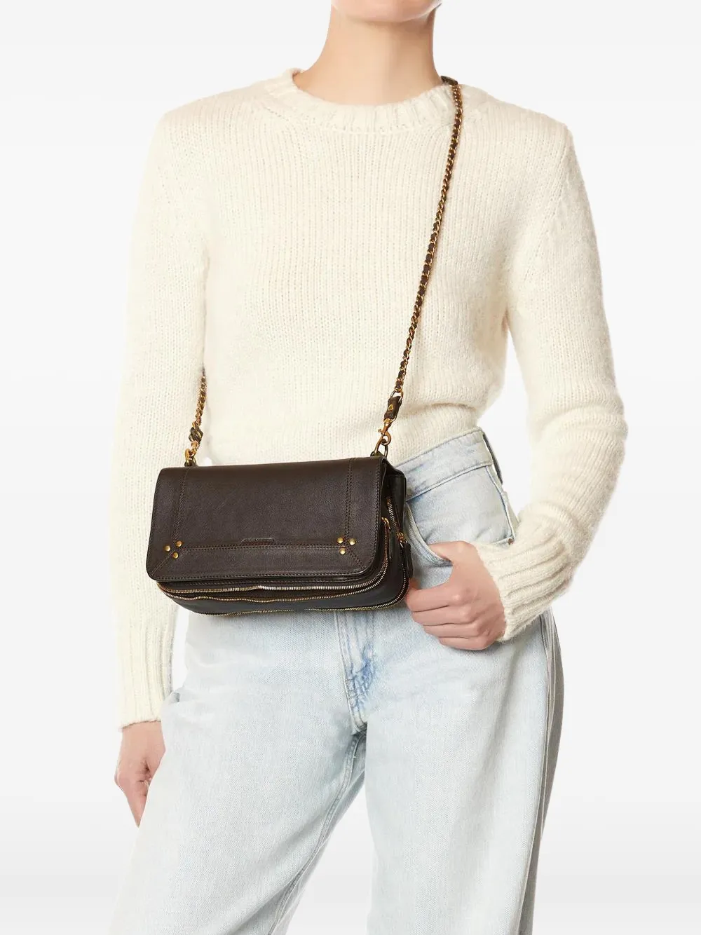 Jérôme Dreyfuss Bobi Shoulder Bag Adjustable Volume Features In Brown