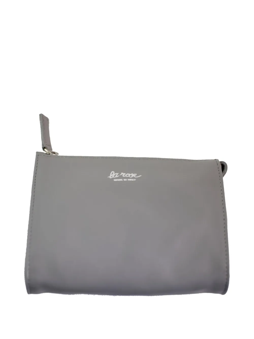 La Rose Minimal Leather Make-up Bag In Gray